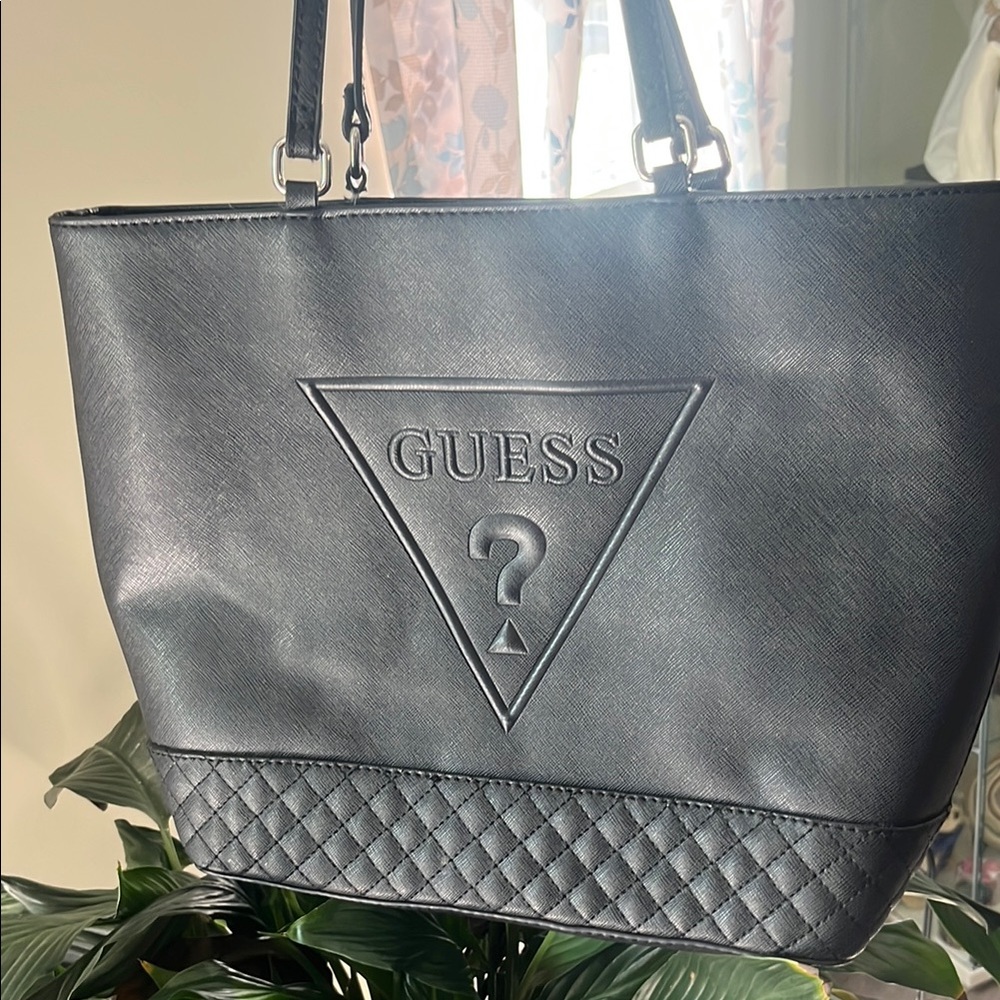GUESS Black Quilted Tote Bag
